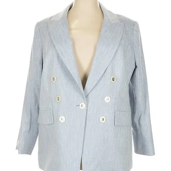 Veronica Beard light blue Double Breasted Dickey Blazer Size: 20 - Picture 3 of 12